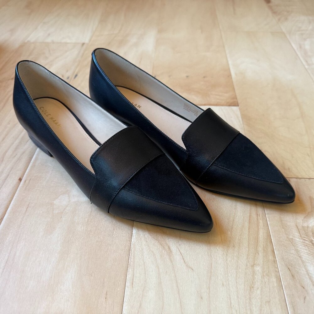 Cole Haan Marlee Skimmer II Black Leather & Suede Flats 7.5